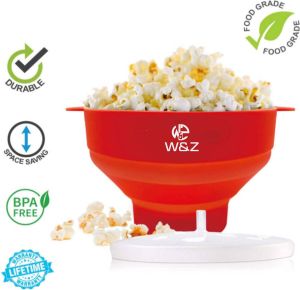 W&Z Popcorn Maker Siliconen Popcorn Popper Simpel & Opvouwbaar Rood