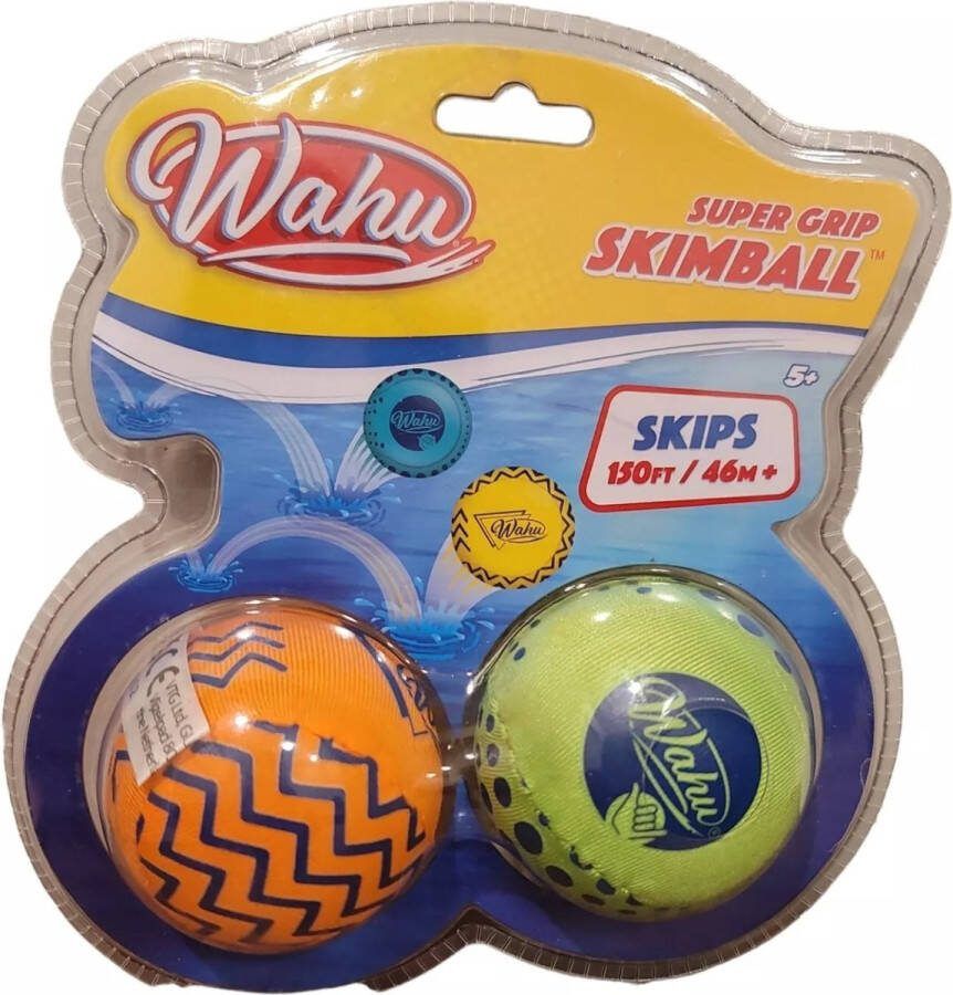 Wahu Super Grip gooibal 2 pack Stuitert 45 meter over water Actiespel Zwembad Zee Buitenspeelgoed