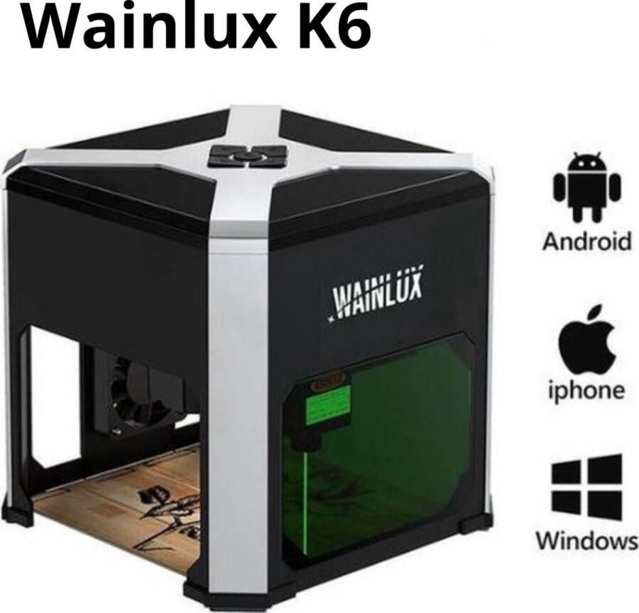 Wainlux K6 Laser Graveermachine Laserprinter Mini Graveermachine met Laser Wifi bestuurbaar Graveerpen Graveermachine Laser Cutter Uitsnijden Graveren Laser Engraver
