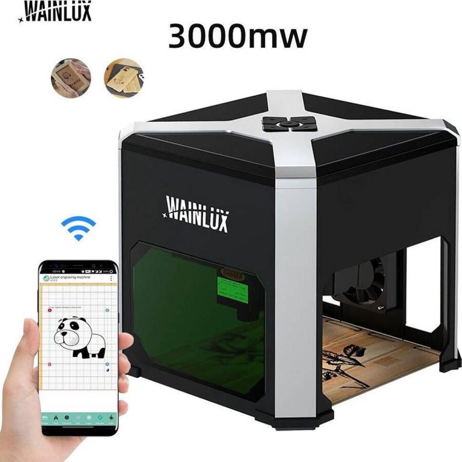 Wainlux K6 Laserprinter Mini Graveermachine met Laser Wifi bestuurbaar Laser Graveermachine Graveerpen Graveerset Graveerapparaat Laser Cutter Uitsnijden Graveren Laser Engraver