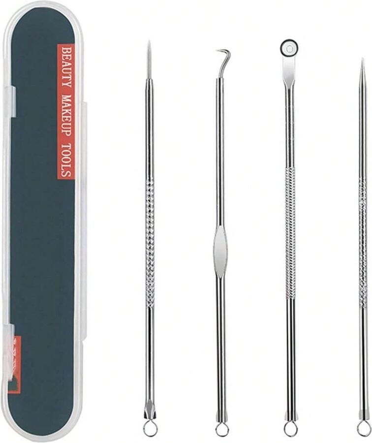 Waledano Blackhead remover set Mee eter lepel Acne set Mee-eters verwijderen Comedonenlepel RVS Set van 4