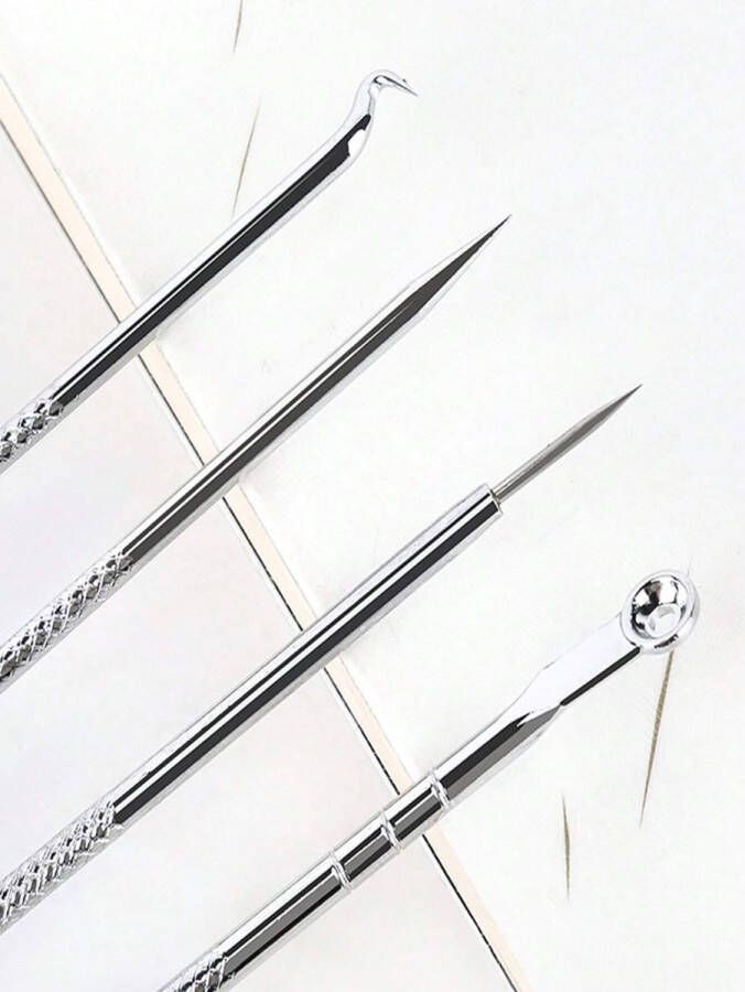 Waledano Comedonenlepel Set van 4 Mee eter lepel met een handig opbergdoosje Mee-eters verwijderen Blackhead remover Acne Verwijderen Set