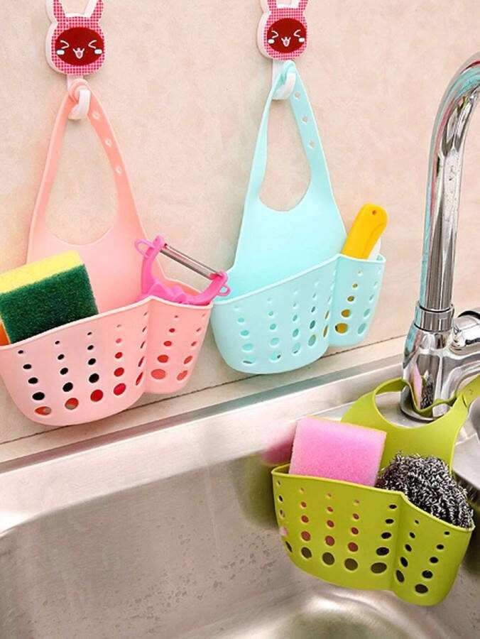 Waledano Gootsteenorganiser Groen Aanrecht organiser Sponshouder Gootsteen houder Gootsteenzeef Douche mandje Wasbak Mandje