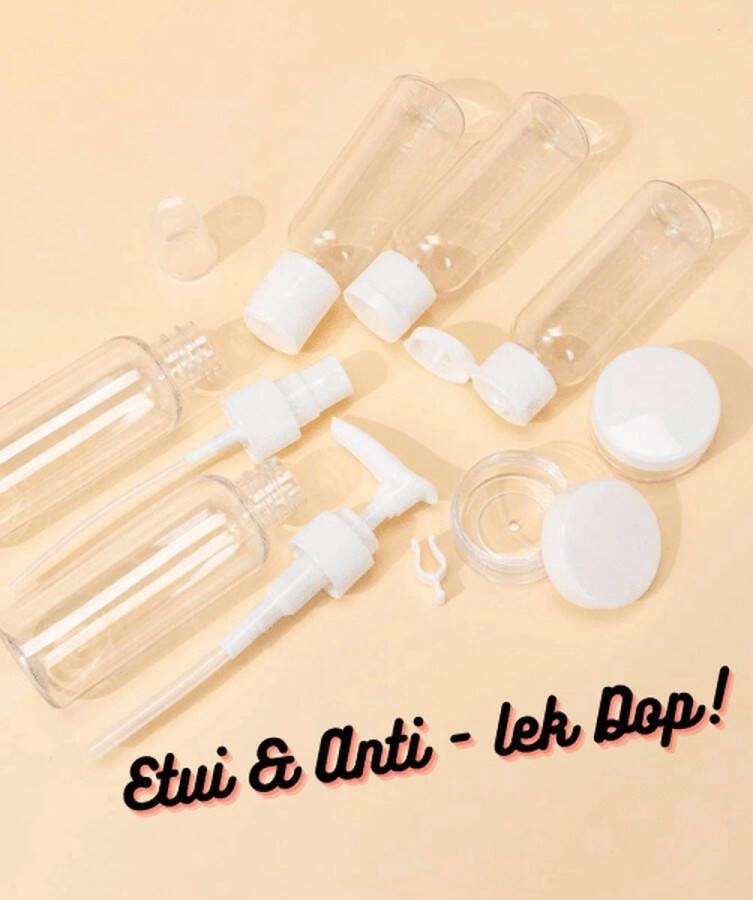 Waledano Reisflesjes Set 7-delig met Etui Reisflesjes Handbagage Reizen Reisflacons Cosmetica Potjes Reisflesjes Met Etui Navulbaar Reis Toilettas reisaccessoires