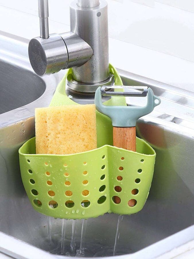 Waledano Sponshouder Voor Aanrecht Keukensponshouder Voor Gootsteen -Hangende Afvoermand Gootsteen Opbergtas Gootsteen Organizer Gootsteen Mandje Wasbak Plank