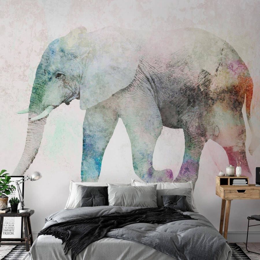 Wallmagic.eu Zelfklevend fotobehang Painted Elephant