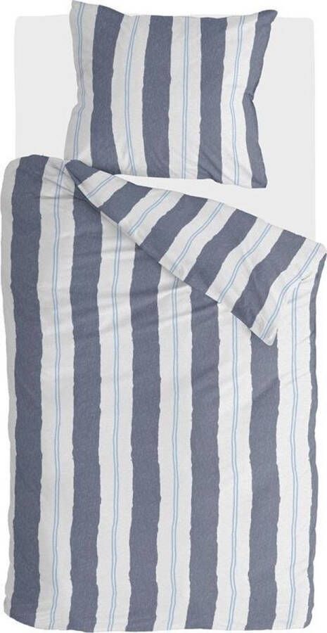 Walra Remade Nautic Stripes dekbedovertrek 1-persoons (140x200 220 cm + 1 sloop) Flanel Donker Blauw