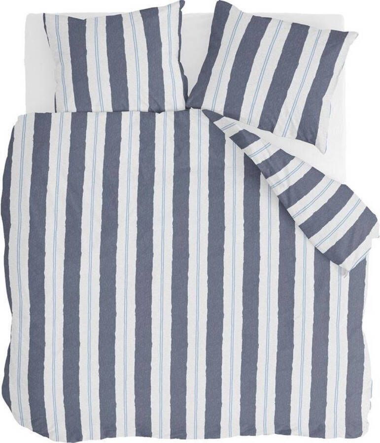 Walra Remade Nautic Stripes Dekbedovertrek Lits-jumeaux (240x200 220 Cm + 2 Slopen) Flanel Donker Blauw