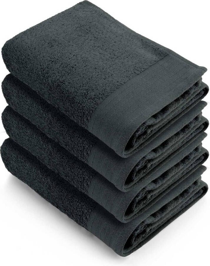 Walra handdoeken 60x110 Soft Cotton 4-delig Badhanddoeken 550 g m² 100% Katoen Handdoekenset Antraciet