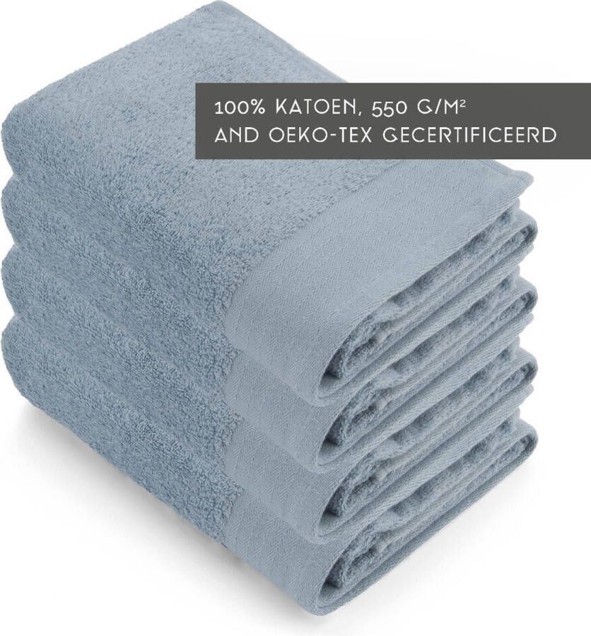 Walra handdoeken 60x110 Soft Cotton 4-delig Badhanddoeken 550 g m² 100% Katoen Handdoekenset Blauw