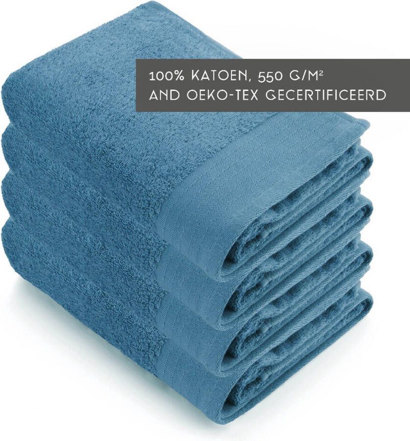 Walra handdoeken 60x110 Soft Cotton 4-delig Badhanddoeken 550 g m² 100% Katoen Handdoekenset Petrol