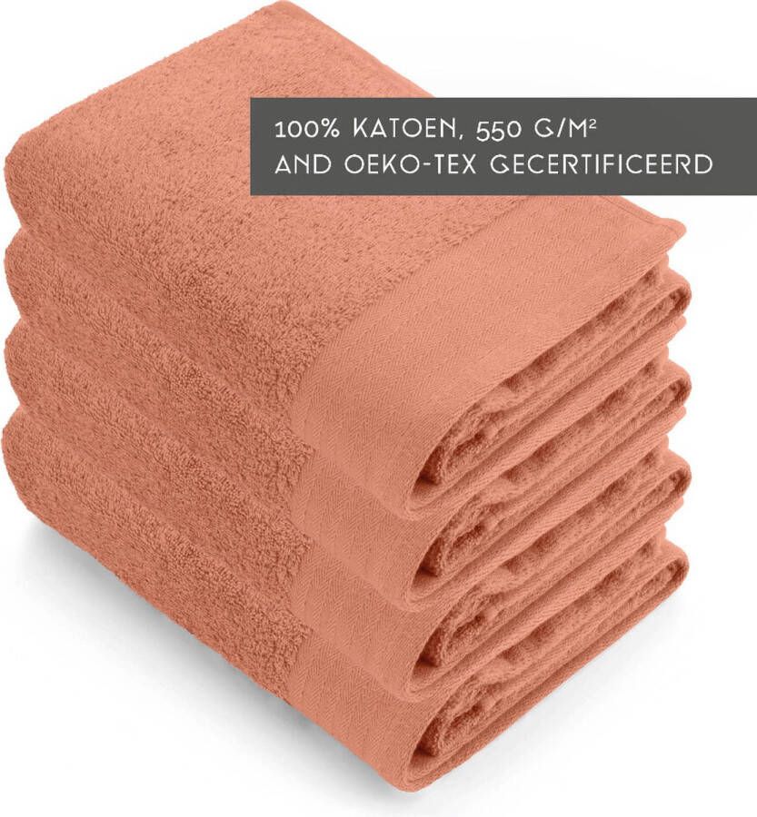 Walra handdoeken 60x110 Soft Cotton 4-delig Badhanddoeken 550 g m² 100% Katoen Handdoekenset Terra