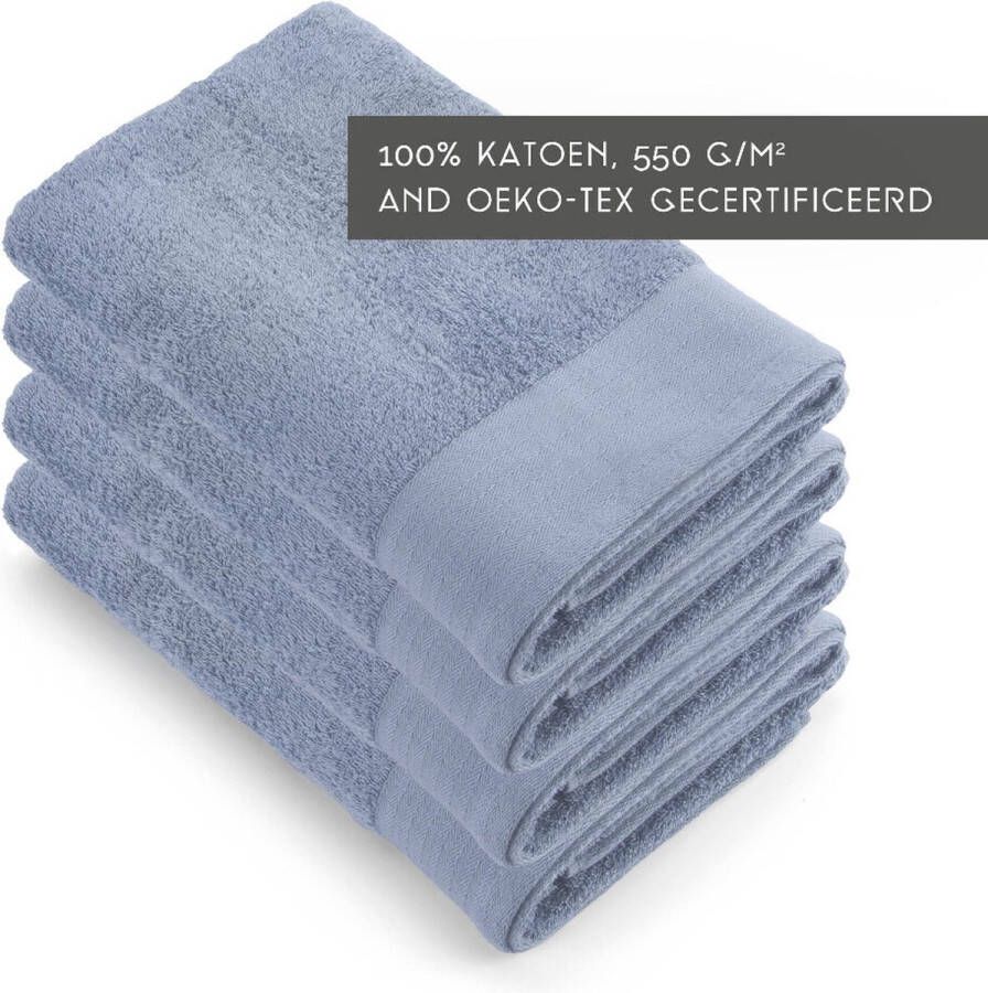Walra handdoeken 70x140 Soft Cotton 4-delig Badlaken 550 g m² 100% Katoen Handdoekenset Blauw