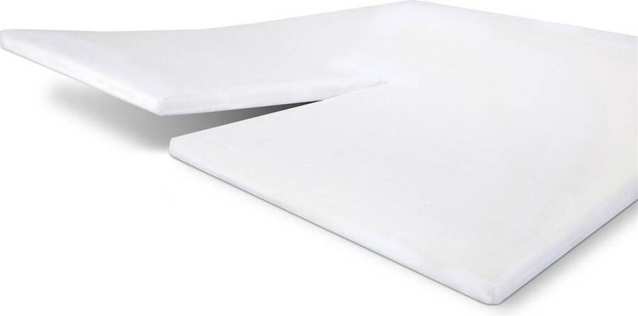 Walra jersey stretch split-topper hoeslaken 100% gebreide jersey katoen Lits-jumeaux (180x200 210 cm) Wit