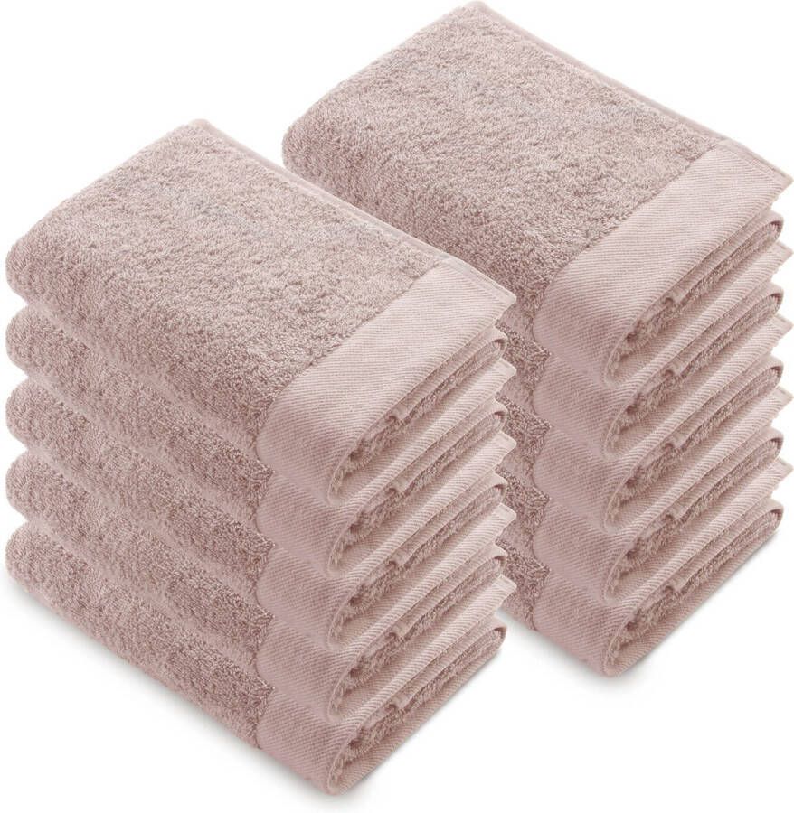 Walra handdoeken 50x100 Remade Cotton 10 delig Badhanddoeken 550 g m² 70% gerecycled Katoen 30% Katoen Handdoekenset Poeder Roze