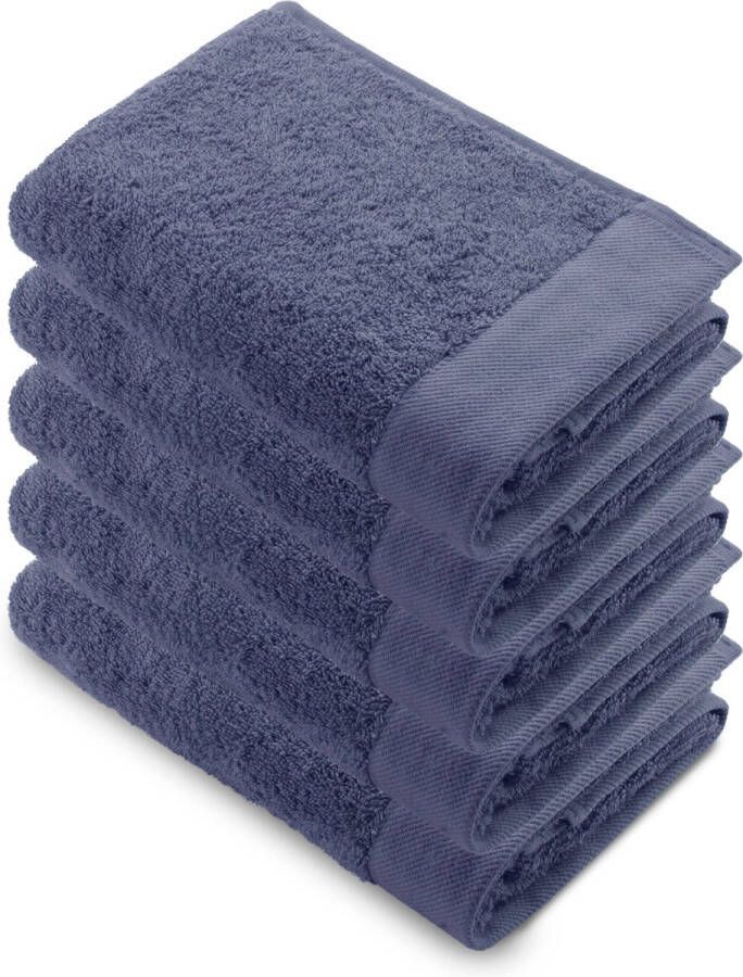 Walra handdoeken 50x100 Remade Cotton 5 delig Badhanddoeken 550 g m² 70% gerecycled Katoen 30% Katoen Handdoekenset Blauw