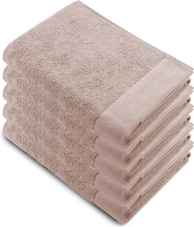 Walra handdoeken 70x140 Remade Cotton 5 delig Badlaken 550 g m² 70% gerecycled Katoen 30% Katoen Handdoekenset Poeder Roze