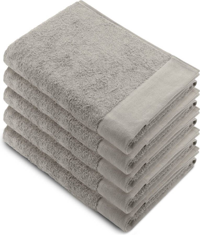 Walra handdoeken 70x140 Remade Cotton 5 delig Badlaken 550 g m² 70% gerecycled Katoen 30% Katoen Handdoekenset Taupe