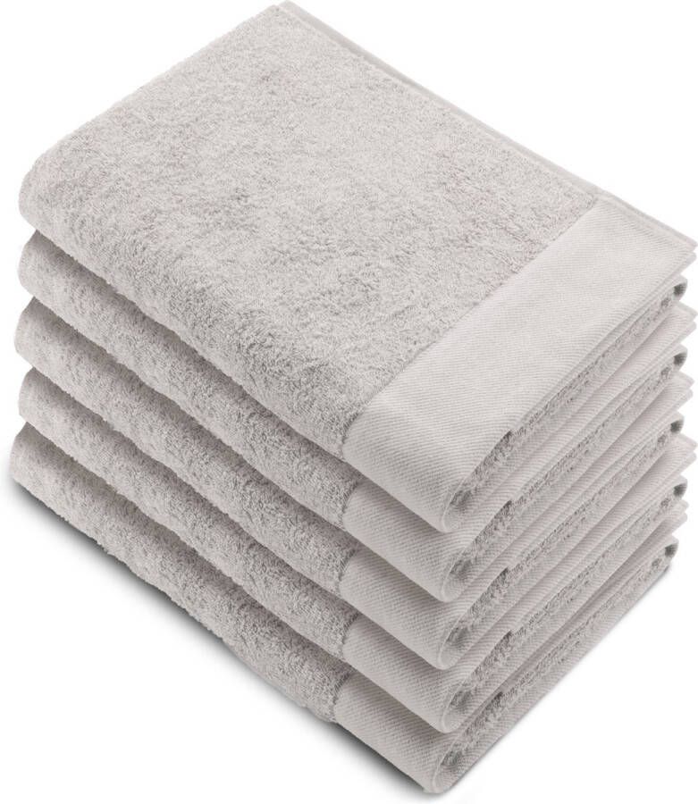 Walra handdoeken 70x140 Remade Cotton 5 delig Badlaken 550 g m² 70% gerecycled Katoen 30% Katoen Handdoekenset Zand