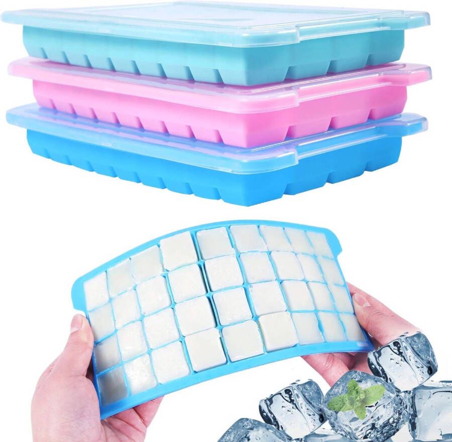 Wanap IJsblokjesvorm van siliconen 36 vakjes voor 108 ijsblokjes 3-delige set