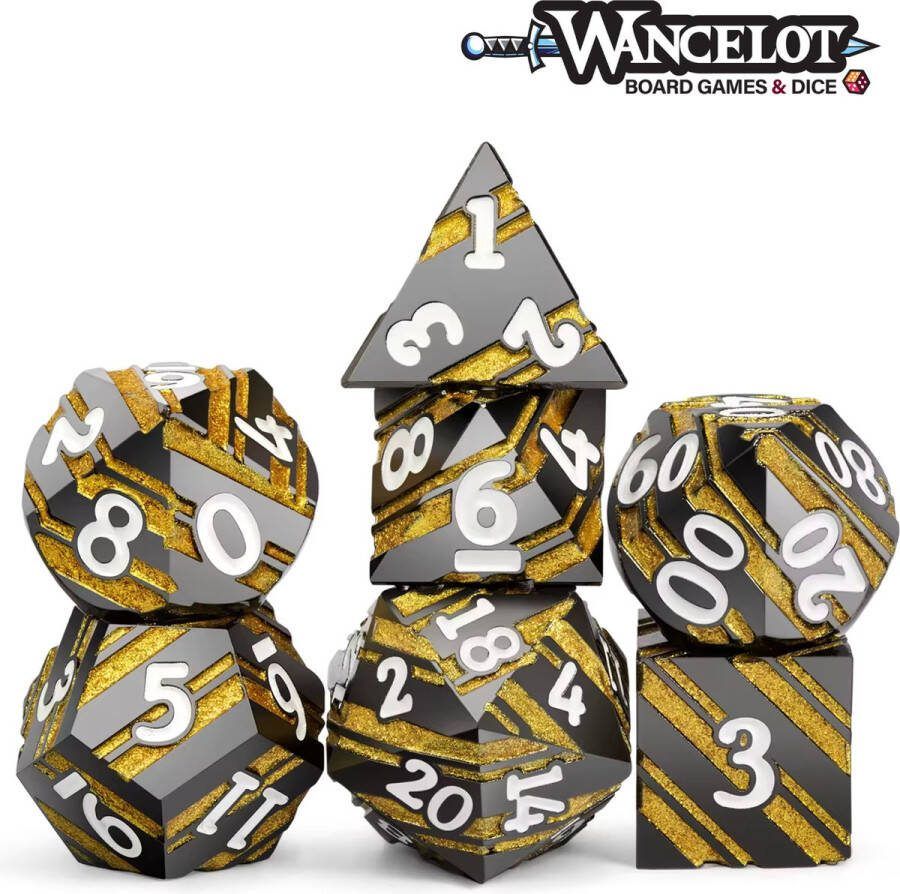 Wancelot Auric Obsidian DnD Dice Dungeons & Dragons Dice Set