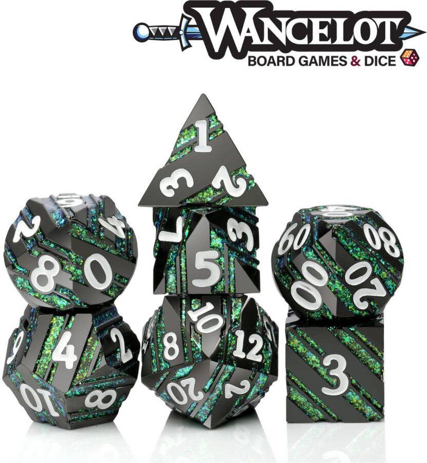 Wancelot Emerald Obsidian DnD Dice Dungeons & Dragons Dice Set