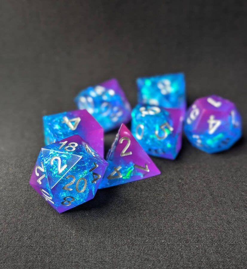 Wancelot FoilForged Azure Amethyst DnD Dice Dungeons & Dragons Dice Set