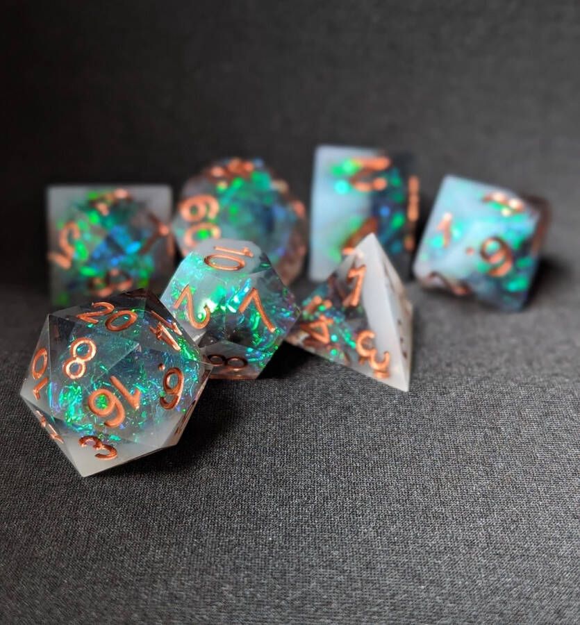 Wancelot FoilForged Jade Phantom DnD Dice Dungeons & Dragons Dice Set
