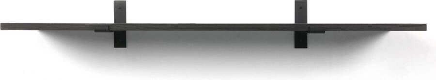 Wandplankwinkel.nl Eiken wandplank zwart 125 x 20 cm 18mm inclusief industriele plankdragers Plankjes aan muur Wandplank industrieel Fotoplank