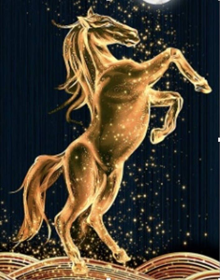 I-wannahave Diamond painting DIY 5D Diamond Painting Kits Golden Horse Diamond Art for Adults Kids Full Drill Pictures Rhinestone Cross Stitch Embroidery Crafts Home Living Room Office Wall