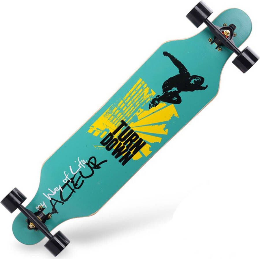 Wannahave I Longboard 41 x 9 Inch 107 x 26 cm Max. Draagbaar 150KG ABEC PU Wielen Turn Down