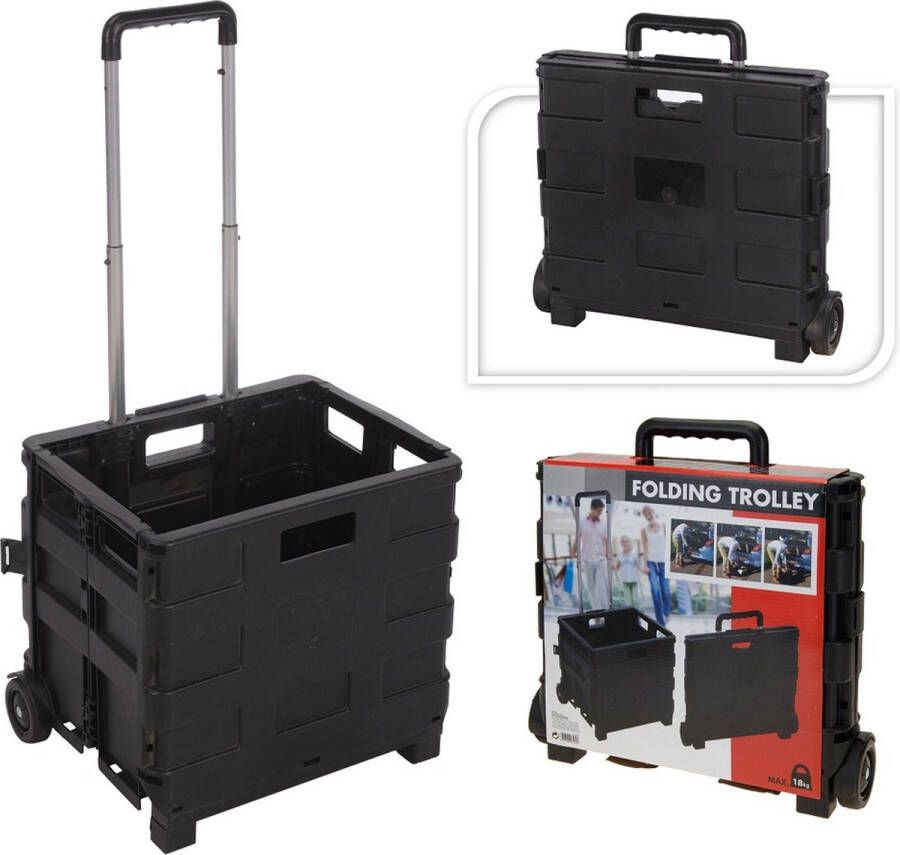 H&S Collection Trolley met vouwkrat Boodschappenkrat | Inklapbaar | 30L