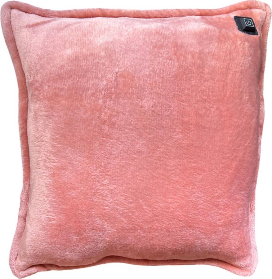 Warmpi Draadloos Warmtekussen incl. Powerbank (10.000mah) Flamingo Roze Badstof Natuurlijk en Duurzaam Het elektrisch verwarmde kussen heeft ook kabel van 3m voor opwarming via stopcontact of USB Poort 3 warmtestanden 45x45 cm