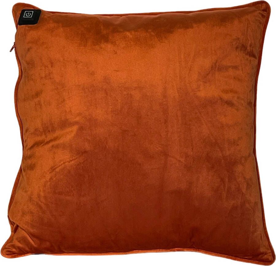 Warmpi Draadloos Warmtekussen incl. Powerbank (10.000mah) Fluweel Koper Het elektrisch verwarmde kussen heeft ook kabel van 3m voor opwarming via stopcontact of USB Poort 3 warmtestanden 45x45 cm hoogwaardige kwaliteit velvet