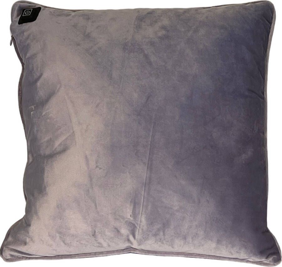 Warmpi Draadloos Warmtekussen incl. Powerbank (10.000mah) Fluweel Lila Paars Het elektrisch verwarmde kussen heeft ook kabel van 3m voor opwarming via stopcontact of USB Poort 3 warmtestanden Afmeting 45x45 cm zachte velvet