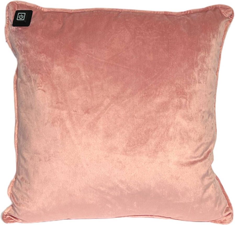 Warmpi Draadloos Warmtekussen incl. Powerbank (10.000mah) Fluweel Roze Het elektrisch verwarmde kussen heeft ook kabel van 3m voor opwarming via stopcontact of USB Poort 3 warmtestanden Afmeting 45x45 cm -Mooie en Zachte Velvet stof