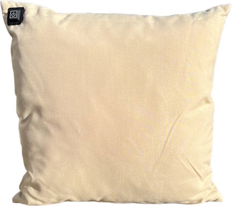 Warmpi Outdoor Draadloos Warmtekussen incl Powerbank (10.000mah) Beige Waterafstotend en UV-bestendig 3 warmtestanden Voor buiten en binnen Afmeting 45x45 cm