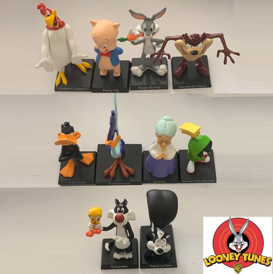 Warner Bros Verzamelset van 10 Looney Tunes Figuurtjes Daffy Duck Sylvester Bugs Bunny Tweety metaal (6-10 cm)