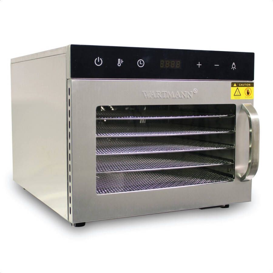 Wartmann Voedseldroger Nieuw Model! 6 Laags Droogoven Dubbelwandig 72-Uurs Timer 25-90°C – Led-bedieningspaneel – Dehydrator – RVS