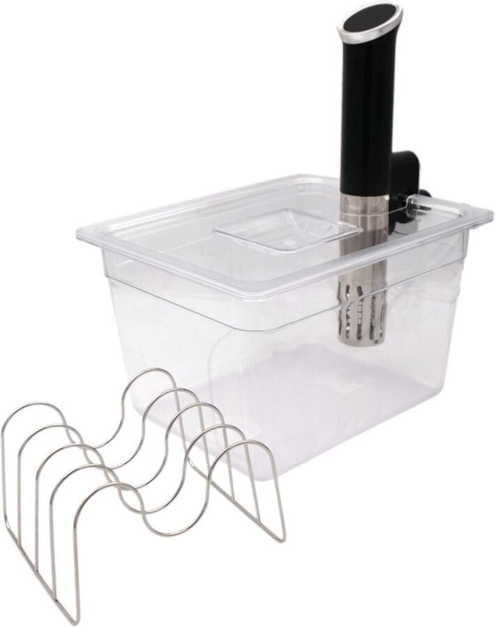 Wartmann Sous Vide Set 1508 Stick 12 Liter Waterbak Rekje Deksel en Sous Vide Kookboek (E-Book)