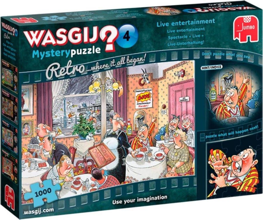 Jumbo puzzel 1000 stukjes Wasgij Retro Mystery 4 Live Entertainment!