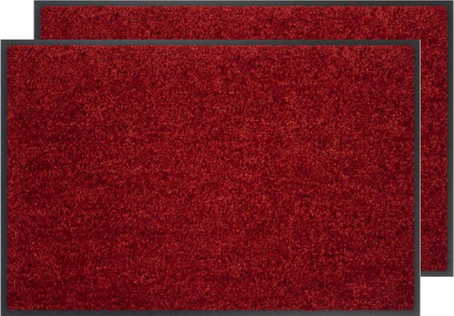 Wash & Clean deurmat droogloop ook voor professioneel gebruik kleur rood machine wasbaar 30° 90 cm x 60 cm