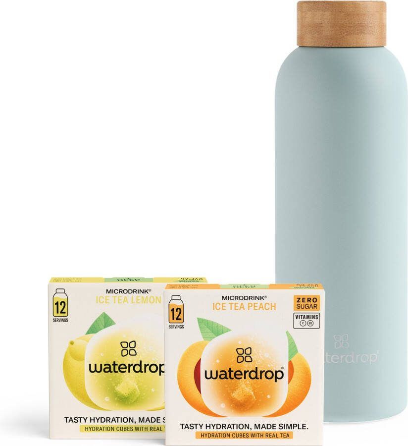 Waterdrop MICRODRINK waterdrop Ice Tea Starterset 1 Thermosfles 600 ml + 24 bruistabletten