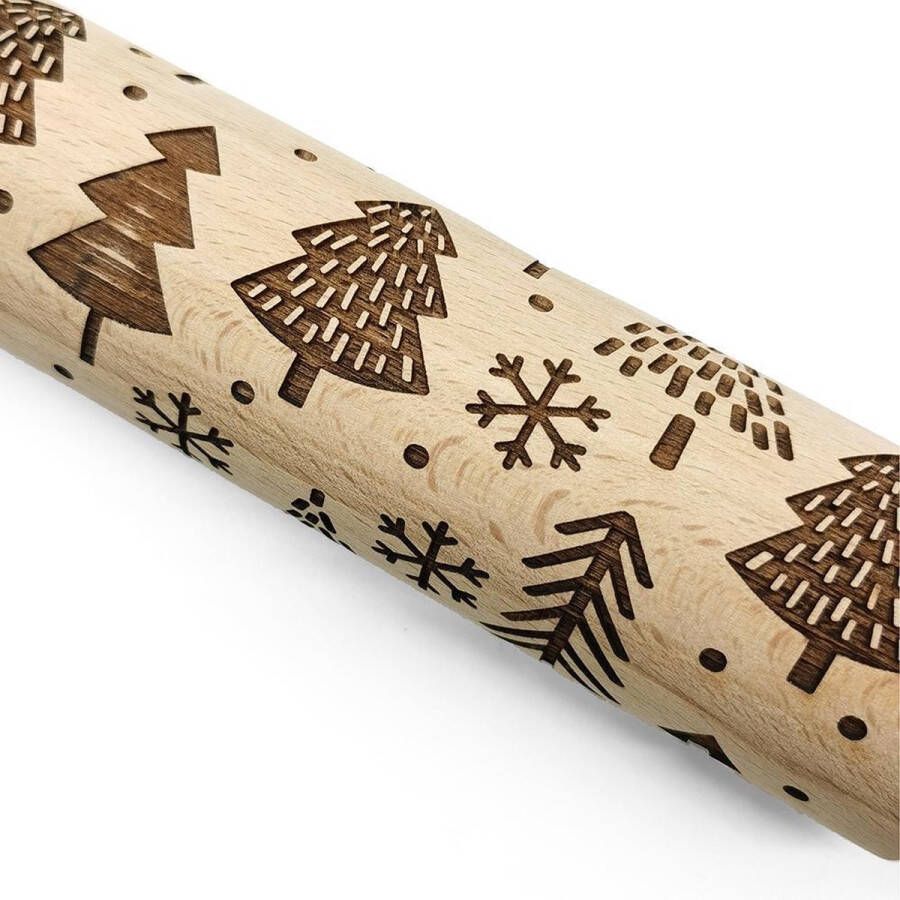 Waterval Deegroller Kerst print Kerstboom Koekjes roller kerst decoratie Kerstboom Beukenhout 39cm