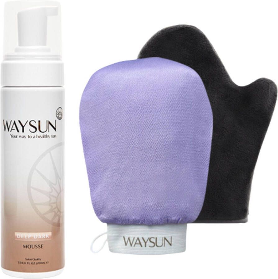 Waysun Deep Dark Self tan Zelfbruiner Handschoen Scrub handschoen Zelfbruiner lichaam & gezicht Tanning mitt – Scrub