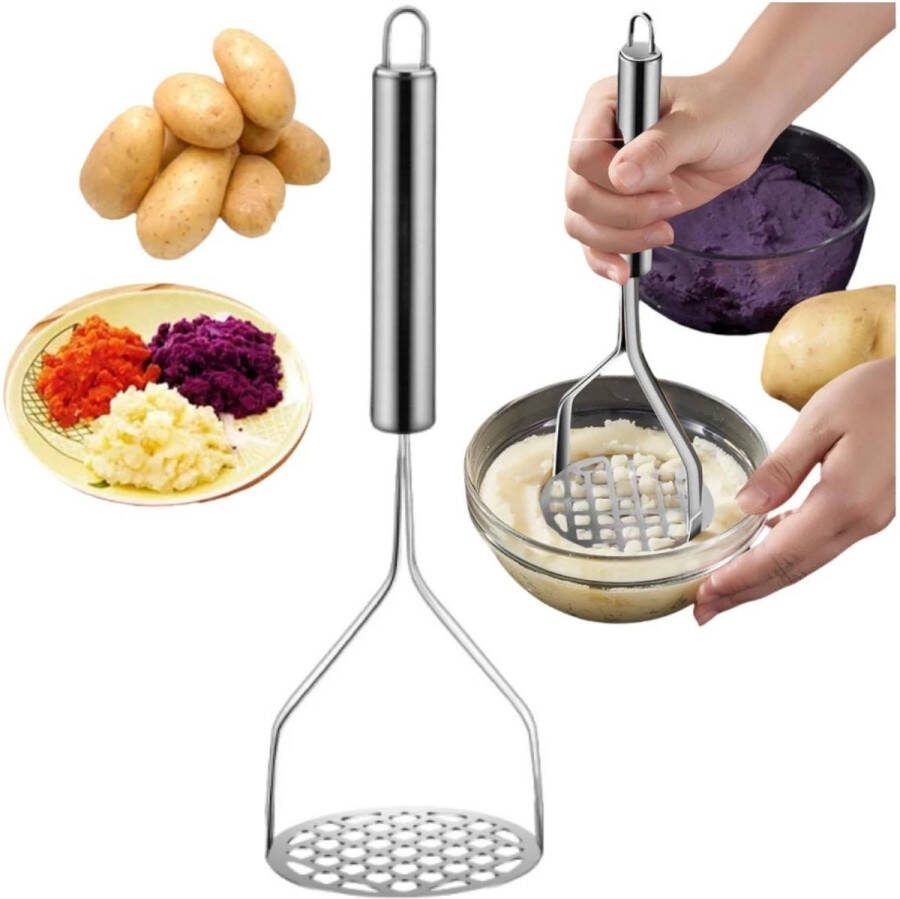 Waytin Pureestamper aardappelstamper stamppot stamper RVS stamper voor aardappelen stamper voor stamppot keukenaccessoires kookgerei roestvrijstalen aardappelstamper aardappelpuree stamper