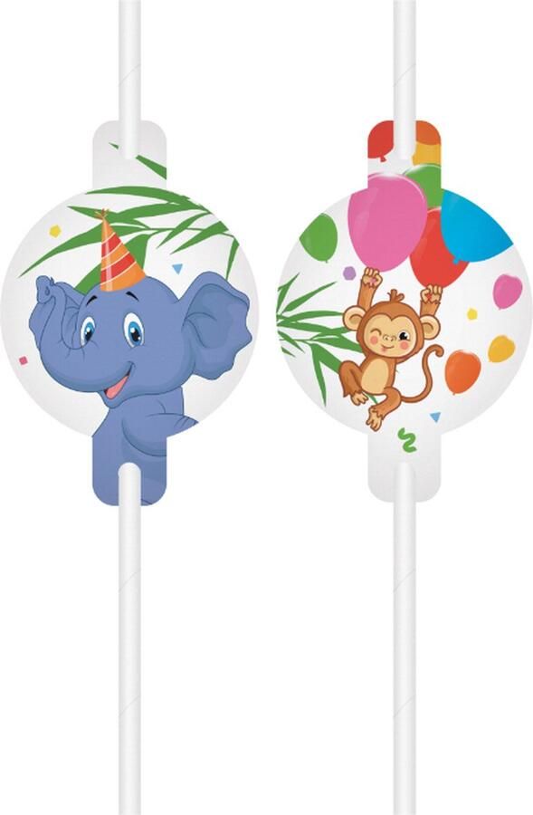 We Fiesta Wefiesta Papieren rietjes jungle party 4 stuks