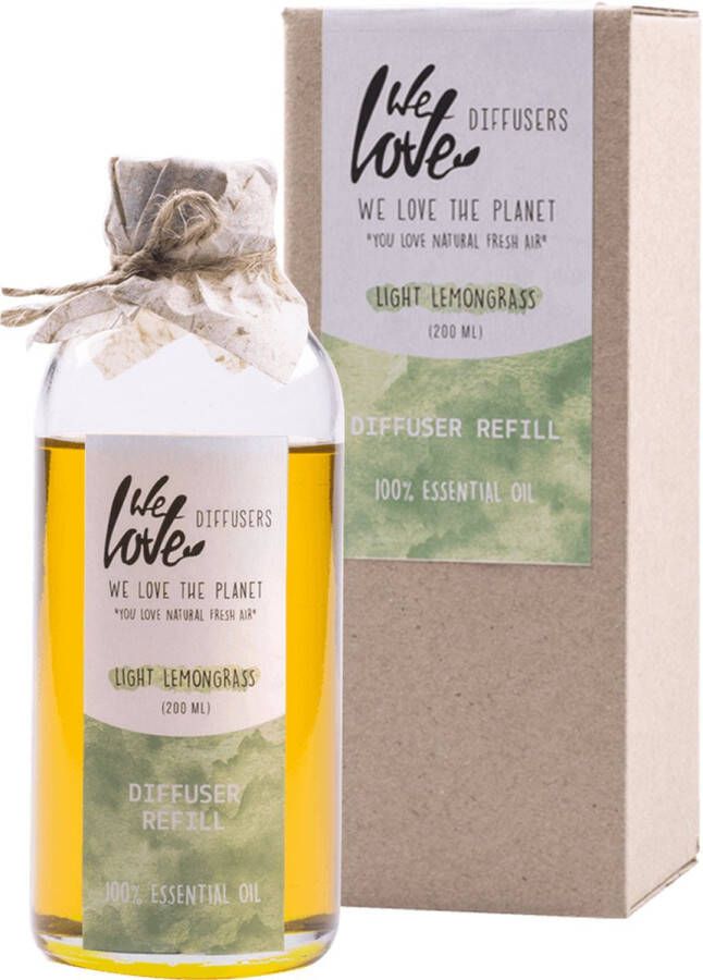 We Love the Planet Huisparfum Geurstokjes Light Lemongrass (Navulfles 200 ml)