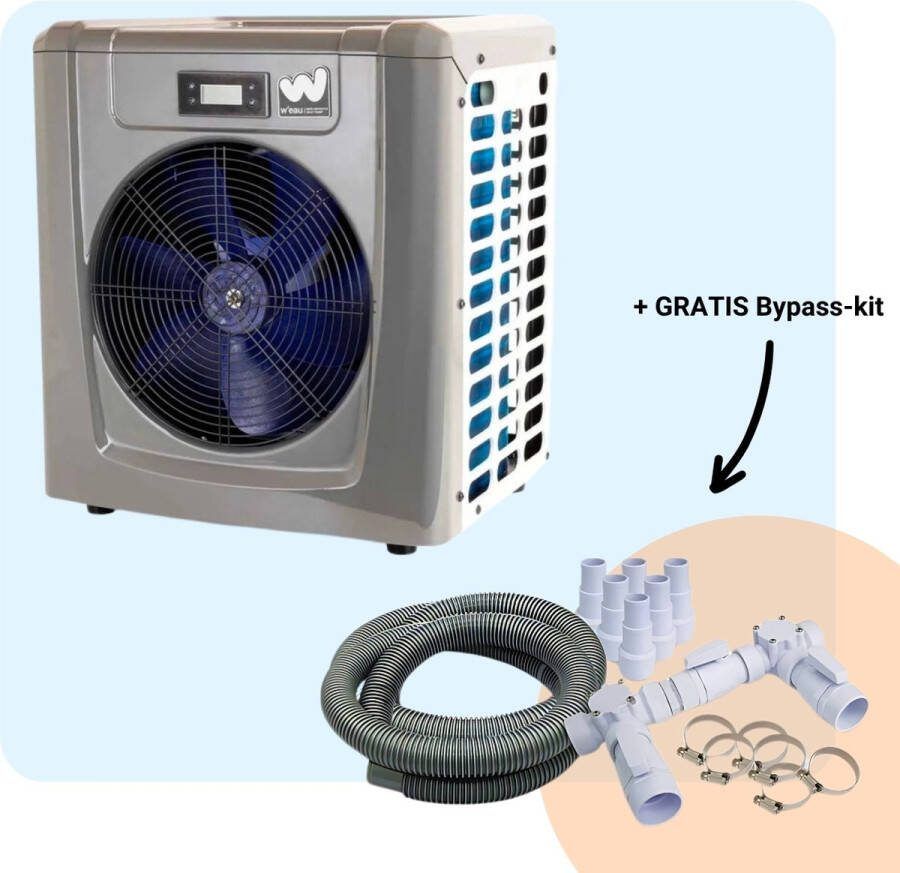 W'eau full Inverter Zwembad Warmtepomp Zwembad Verwarming Pool Heater Energiezuinig Warmtepomp Electrisch 6kW Staal Grijs