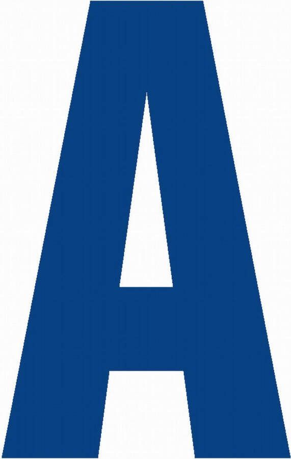 WEBCO Lettersticker A 10x5cm BLAUW plakletter huisnummer toevoeging magazijnen showrooms tuincentra